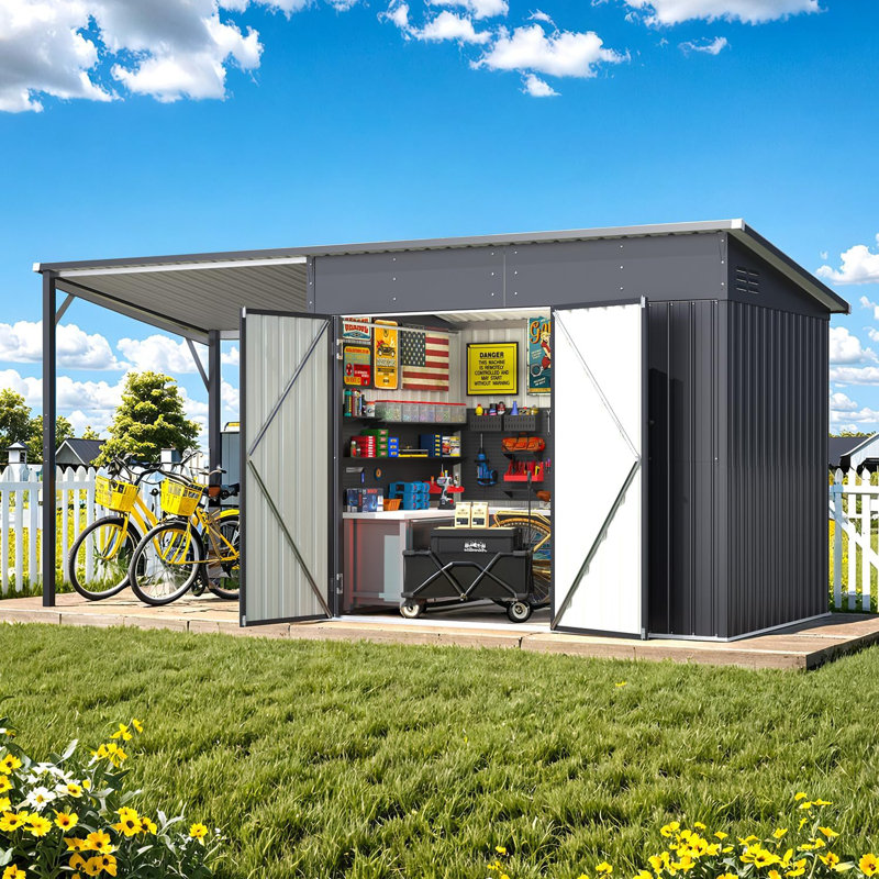 AECOJOY 14X6 Outdoor Open-Sided Metal Storage Shed & Reviews | Wayfair